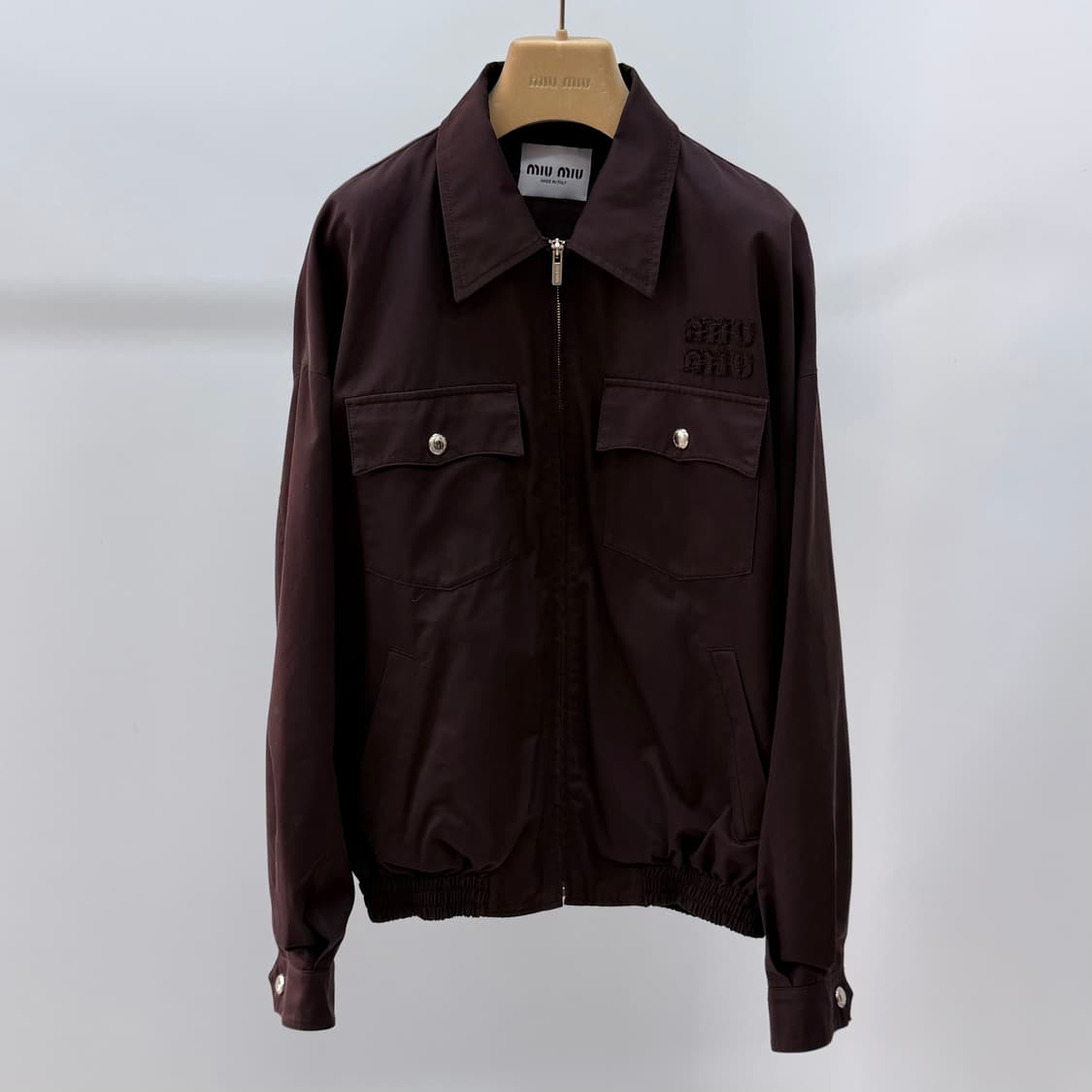 [S+급/40] 미우미우 워시드 개버딘 블루종 자켓 코코아 브라운 상품이미지1