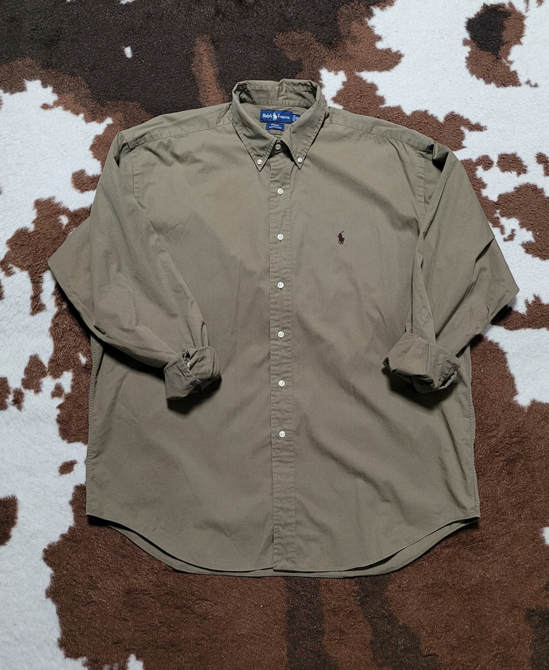 폴로 랄프로렌 남성용 카키컬러 면남방(XL) 상품이미지1