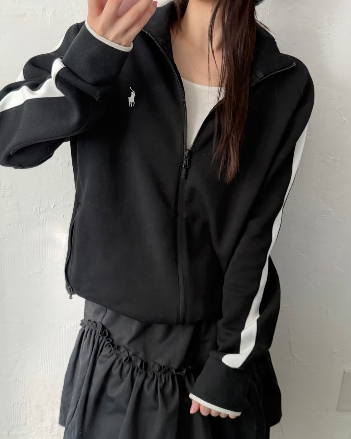 Polo 폴로 랄프로렌 신형라벨 블랙컬러 사이드라인 져지 집업 상품이미지1