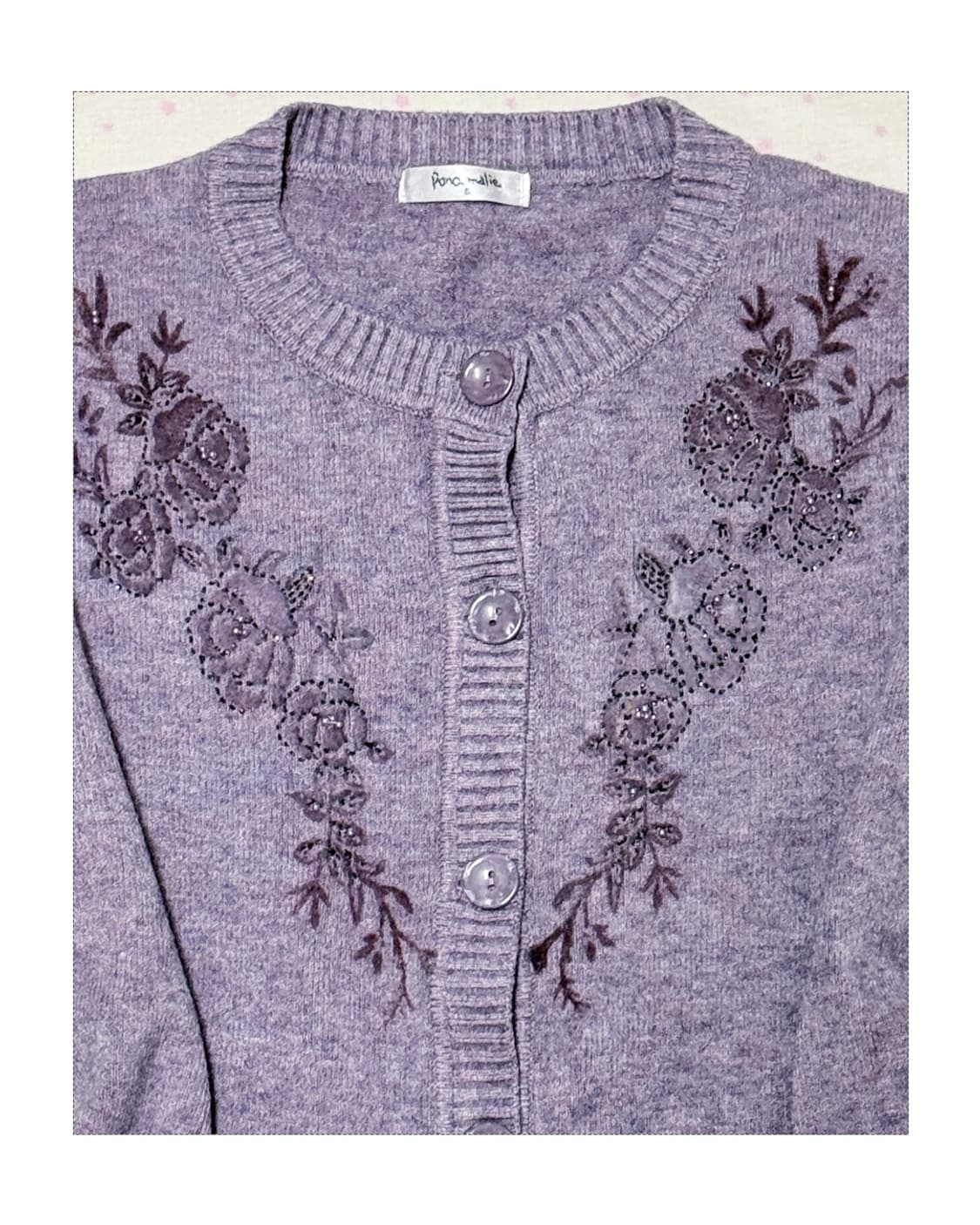 할모리 연보라 플라워 자수 가디건 상품이미지2