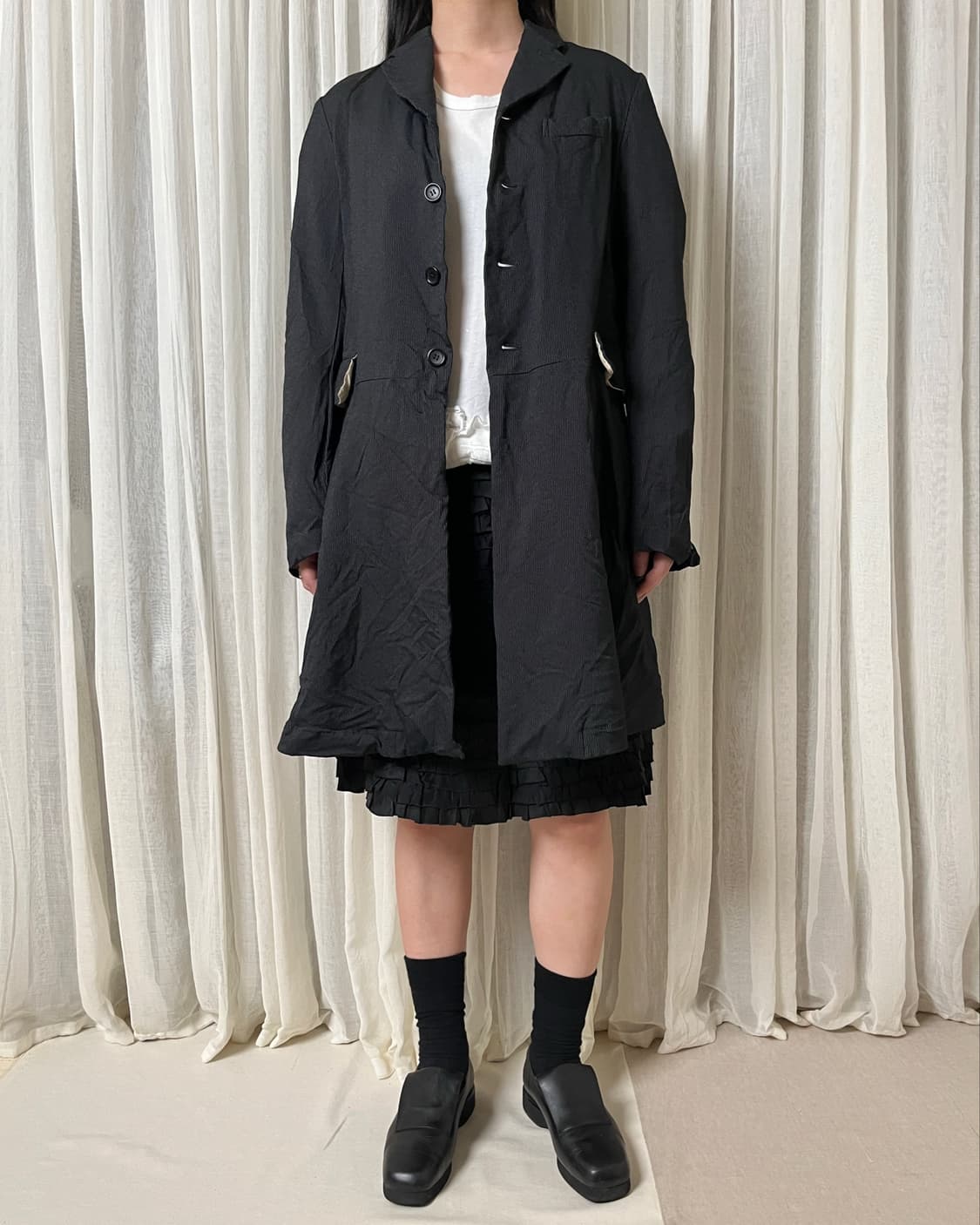 꼼데가르송 블랙 축융폴리 스트라이프 코트 comme des garcons 상품이미지10