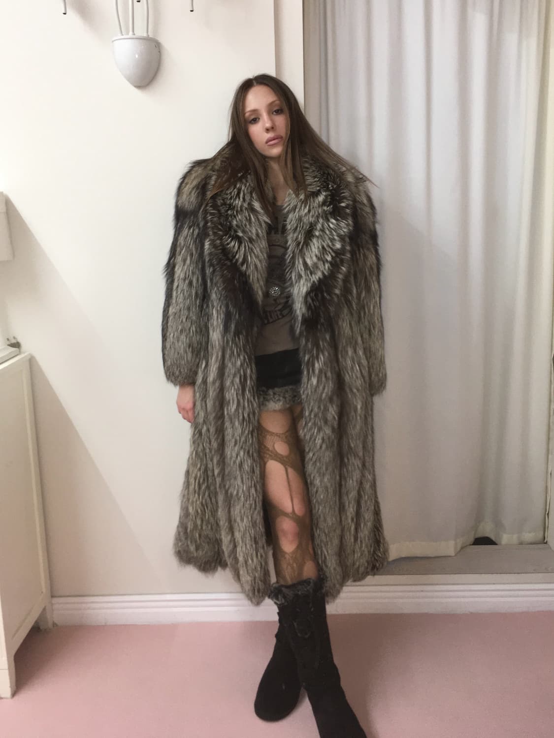 Mixed brown fox fur maxi coat  상품이미지1