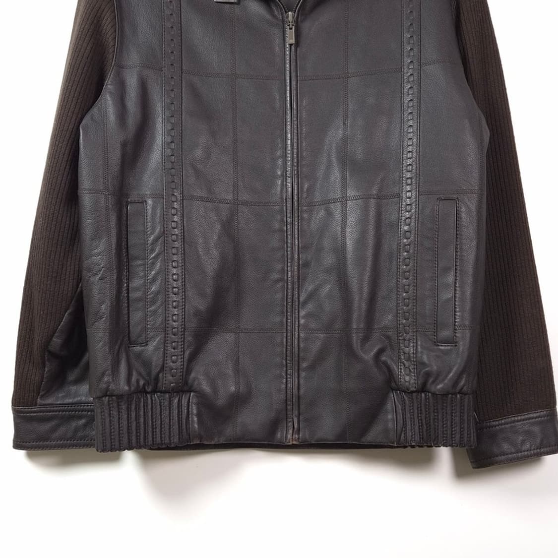 크로커다일 리얼 양가죽 니트 믹스 레더 자켓 M 상품이미지4