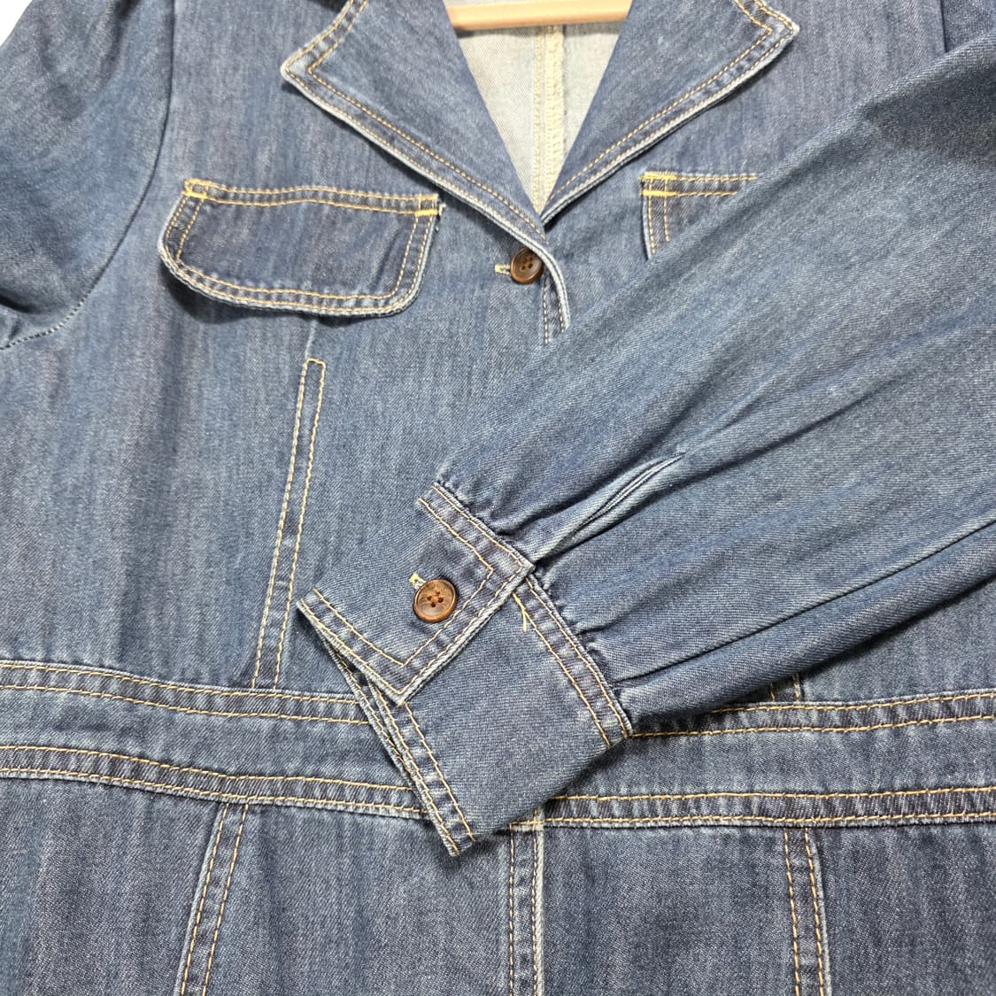 1375 LAP 랩 데님 롱원피스 M 여성 버튼형 플레어핏 데님원피스 상품이미지6