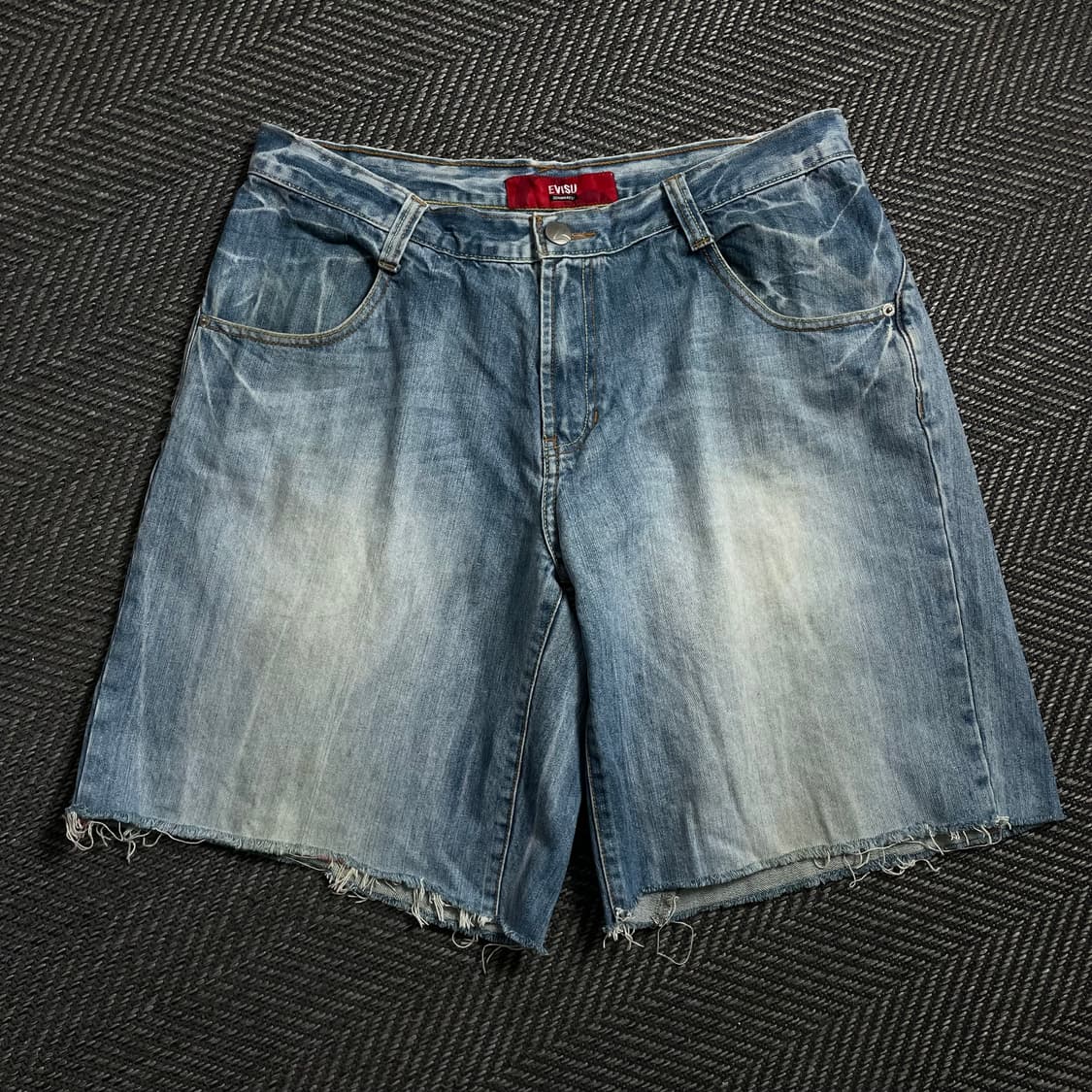 에비수 커팅 워싱 데님 버뮤다 팬츠y 4553 상품이미지3