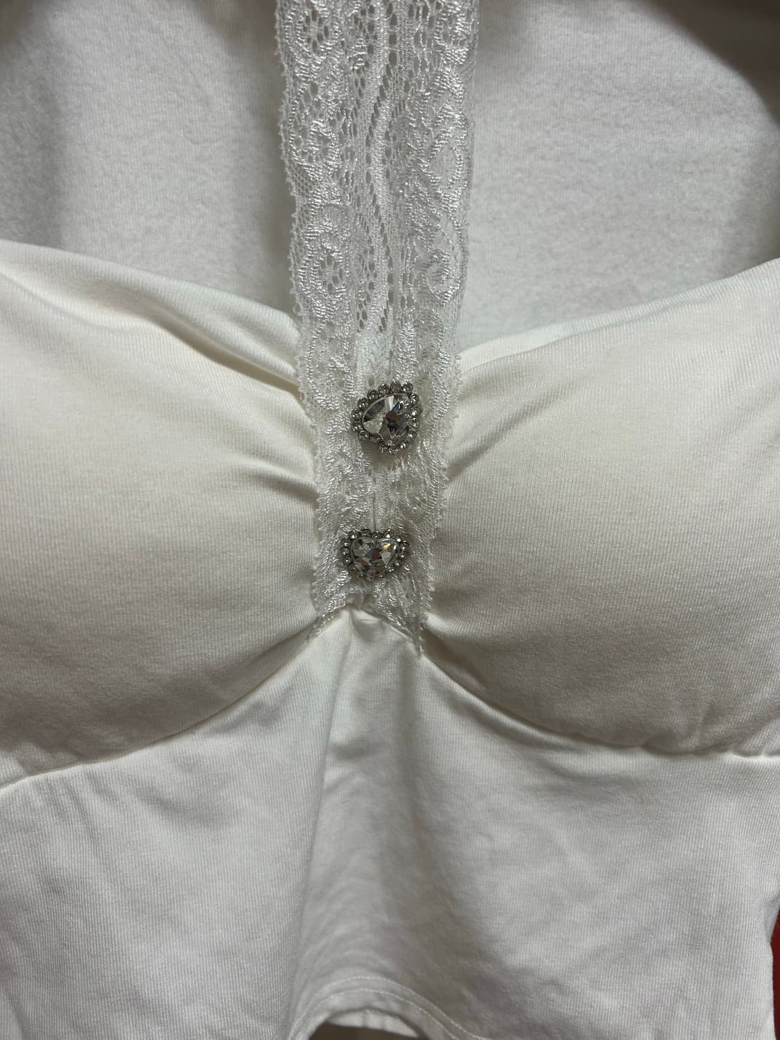 초커 큐빅 버튼 포인트 스퀘어넥 탑 상품이미지3