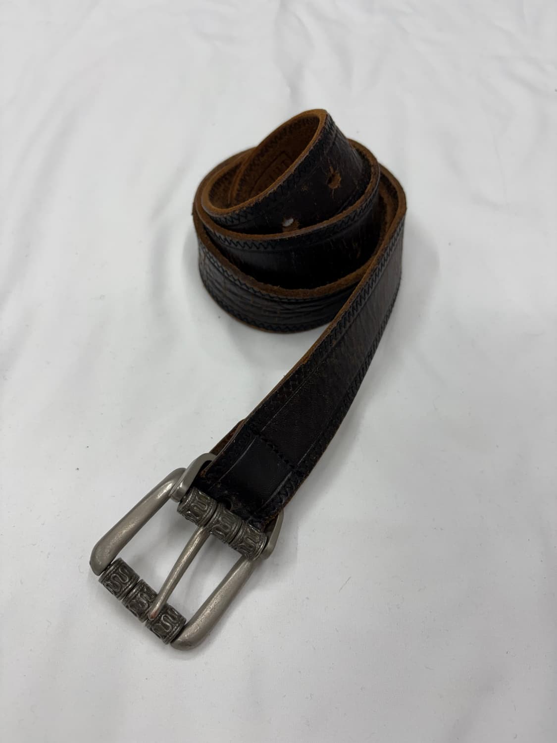 빈티지 웨스턴 다크 브라운 레더 벨트 상품이미지1