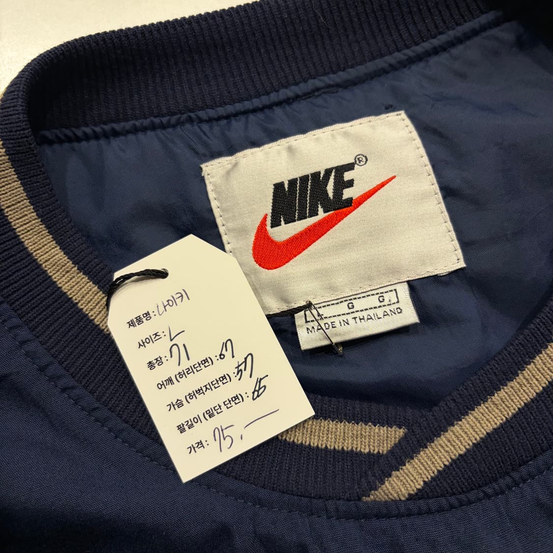 [L] 나이키 웜업 맨투맨 빈티지 네이비 바람막이 D825 상품이미지4