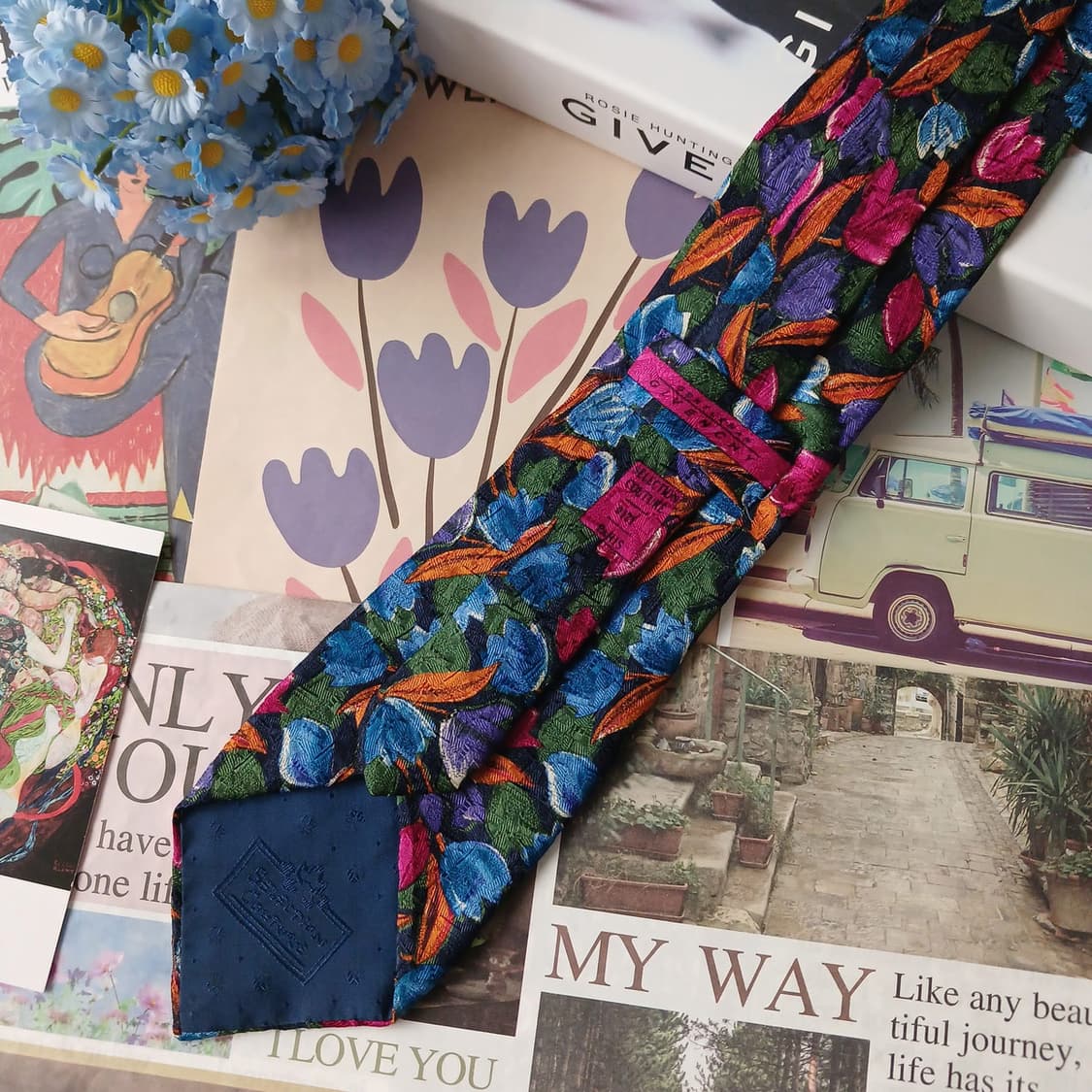 지방시 실크 블루 아트 플로럴 넥타이 9.1cm A+등급 A19139
 상품이미지4