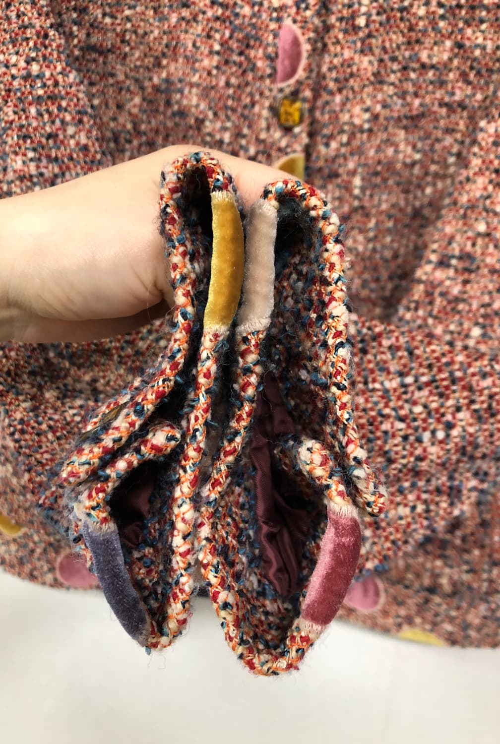 givy 기비 여성 울혼방 엔틱풍 도트 땡땡이 숄카라 트위드 자켓 44- 상품이미지6