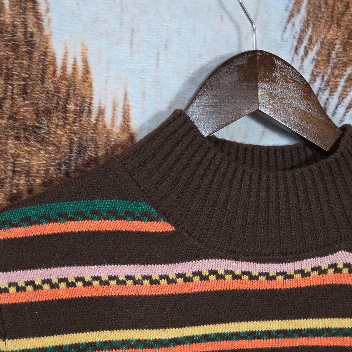 빈티지 브라운 오렌지 노르딕 패턴 니트 상품이미지2