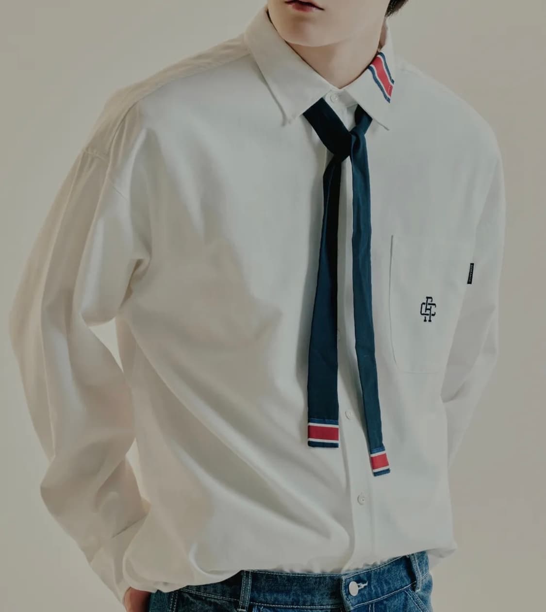 로맨틱 크라운 클럽타이 오버핏 셔츠 상품이미지4