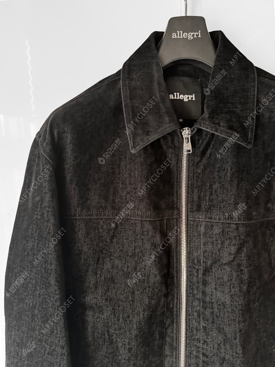 [50] 알레그리 25fw 벨루어 벨벳 데님 집업 자켓 상품이미지3