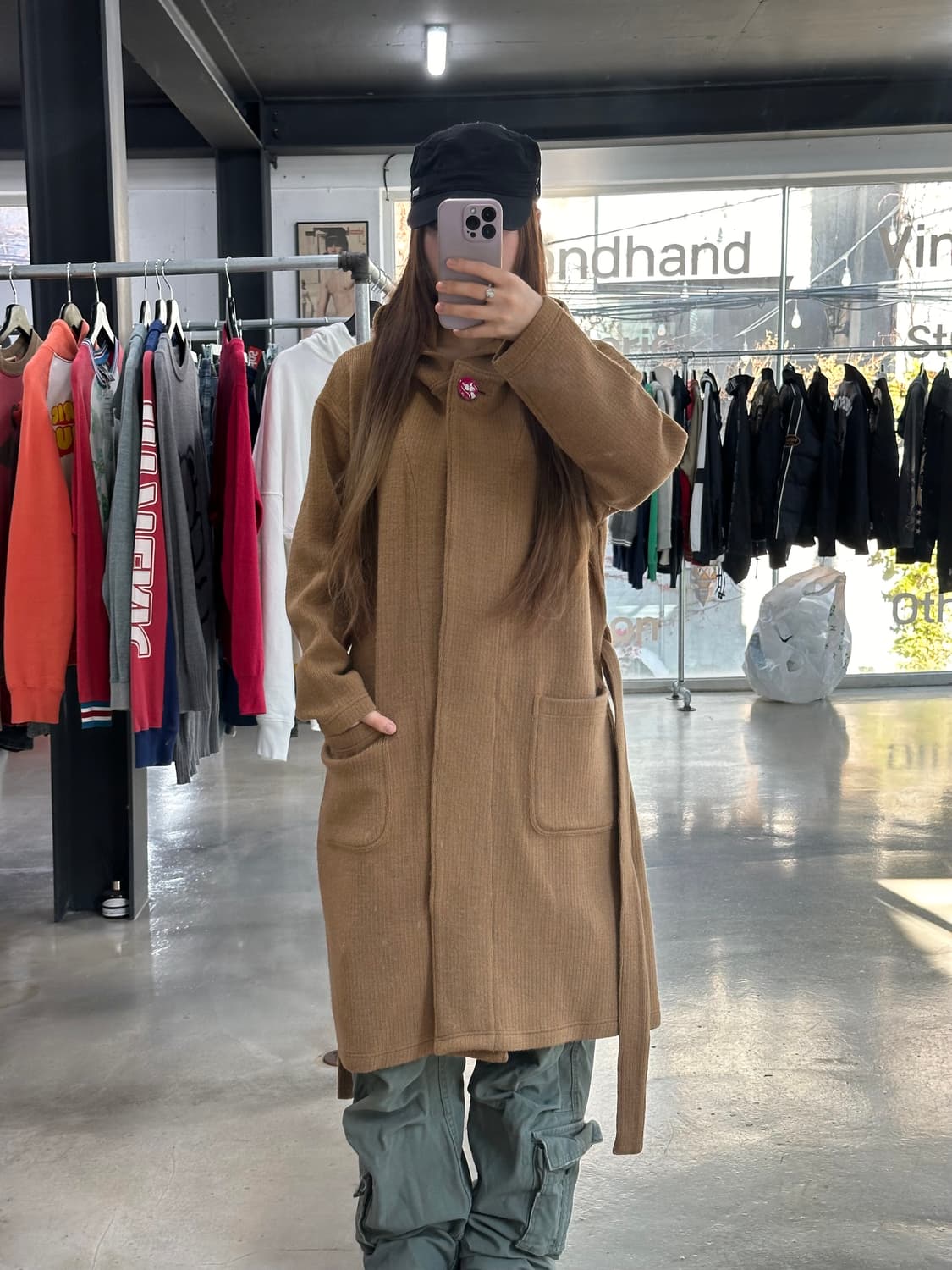 히스테릭글래머 히스걸 울 후디드 로브코트 상품이미지2