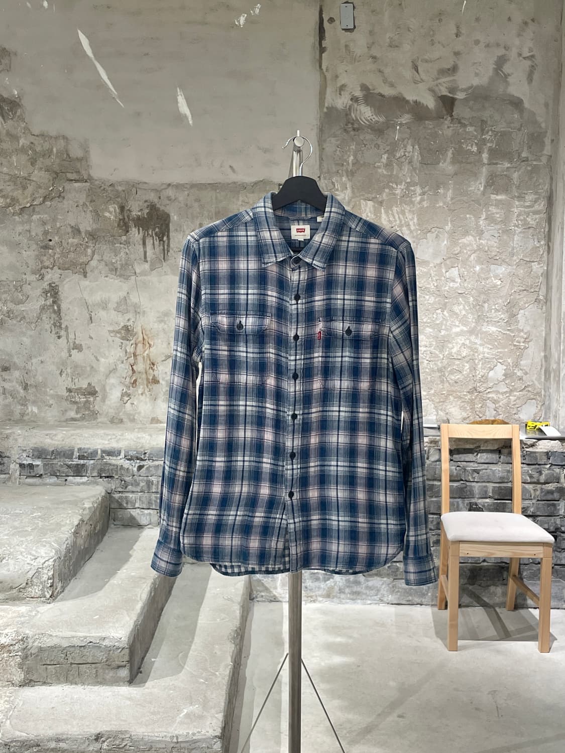 리바이스 레드탭 블루 트윈포켓 타탄체크 코튼 셔츠 상품이미지1