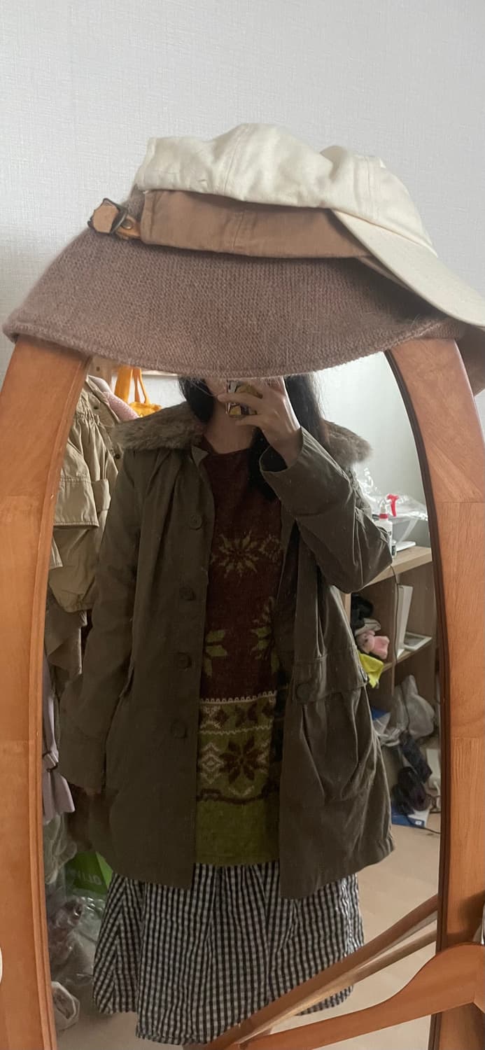 모리걸 빈티지 초코나무숲 퍼야상 set💚🤎 상품이미지5