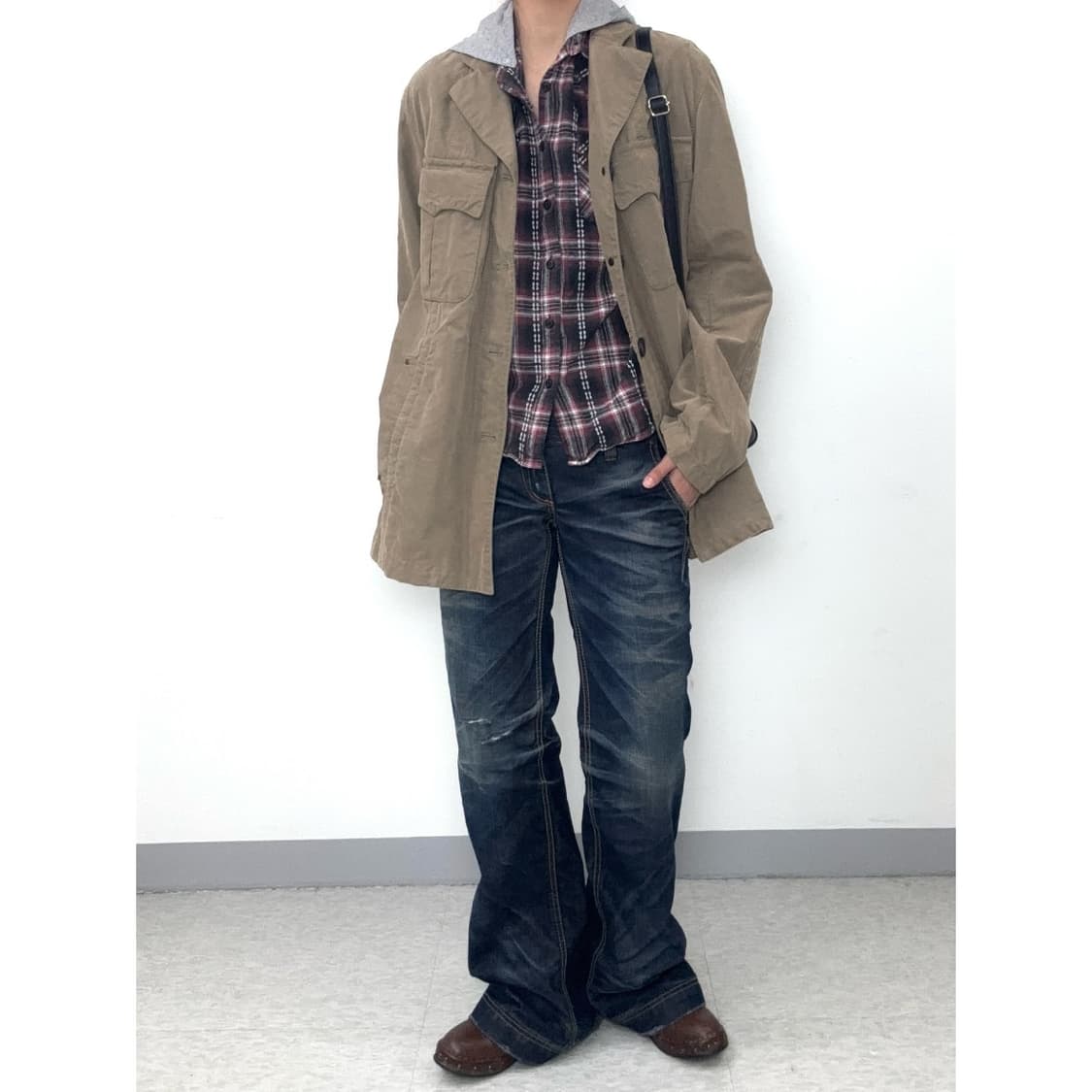 빈티지 베이지 브라운 오버핏 자켓 상품이미지5