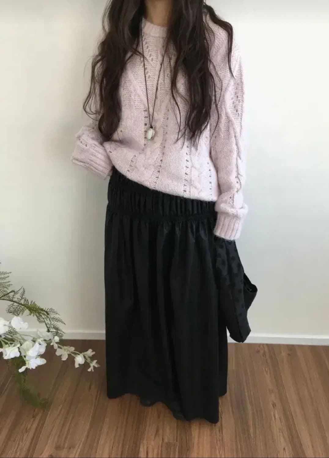 레더 밴딩 스모크 롱스커트 상품이미지1