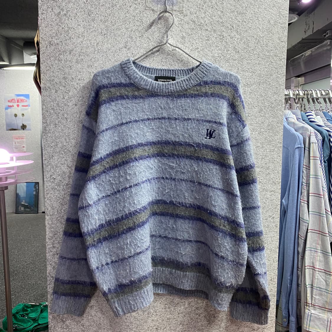 우알롱 그라데이션 헤어리 스트라이프 니트 스웻  B4294 상품이미지2