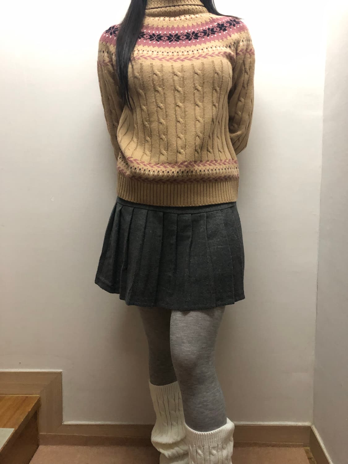 빈티지 베이지 핑크 노르딕 니트 상품이미지5