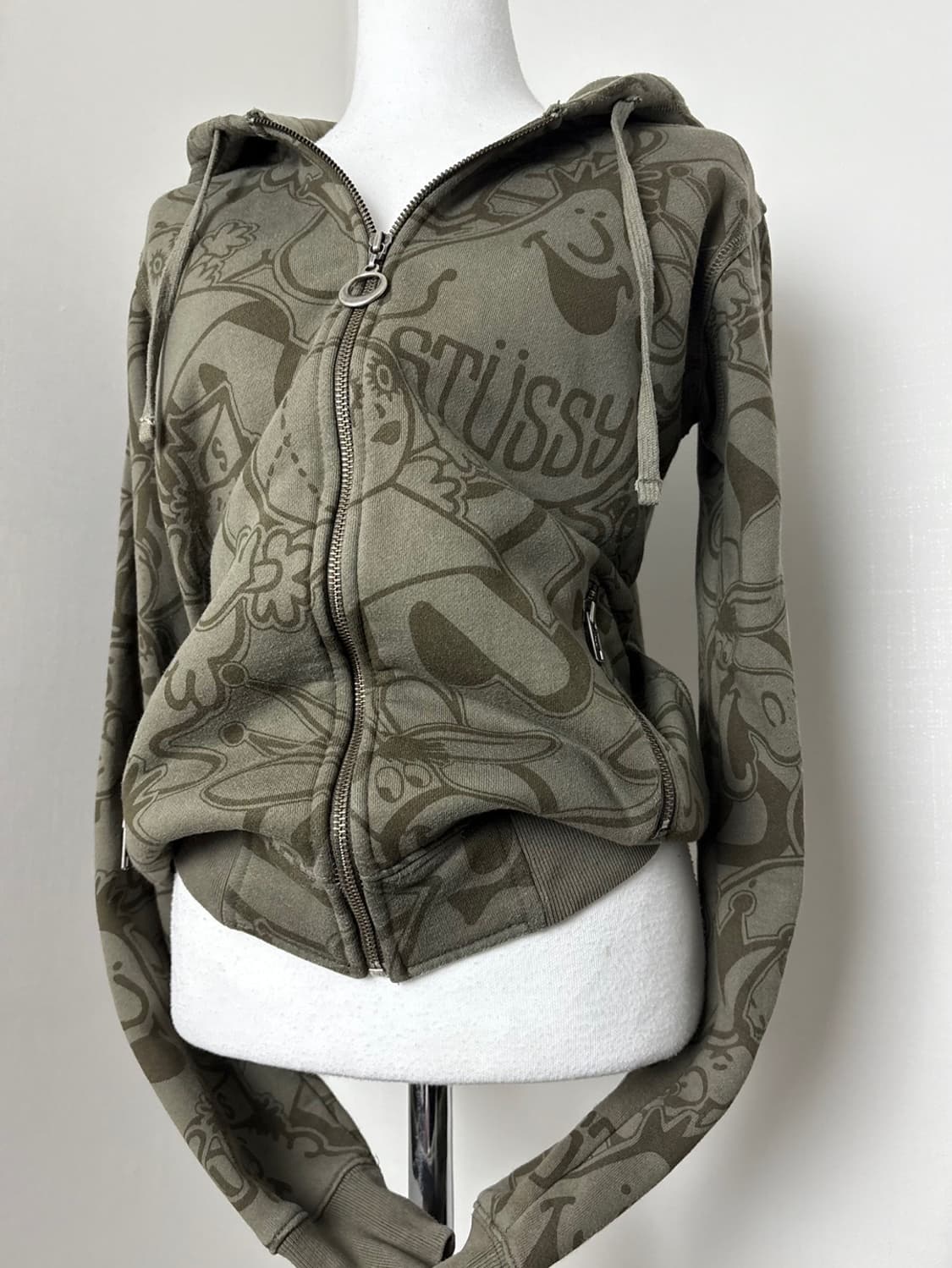 스투시 카키 올드 후드집업 상품이미지2