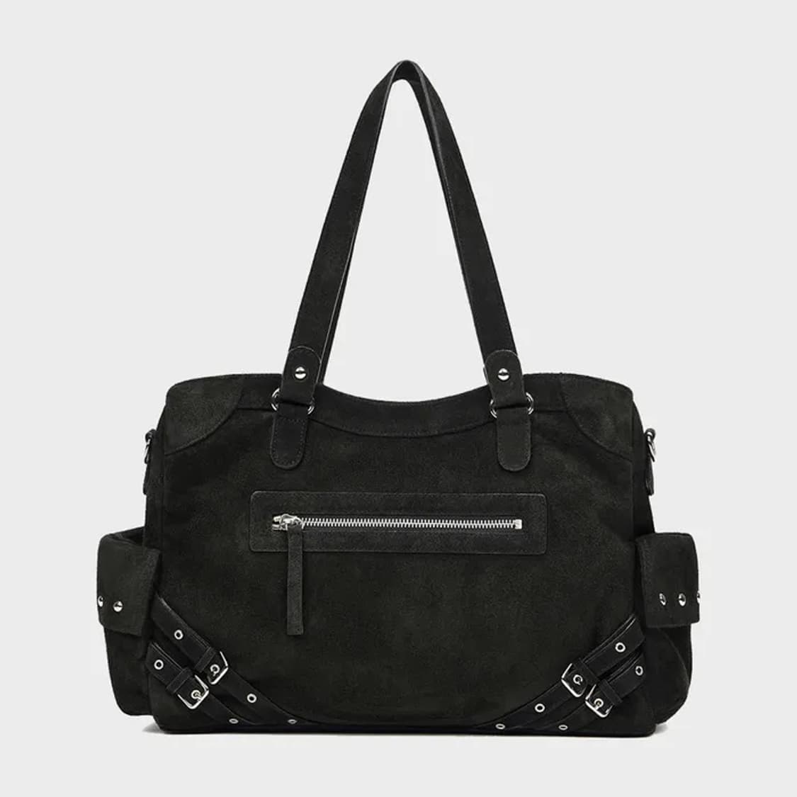 다이닛 가방 스웨이드 블랙 STUD POCKET BIG BAG  상품이미지1
