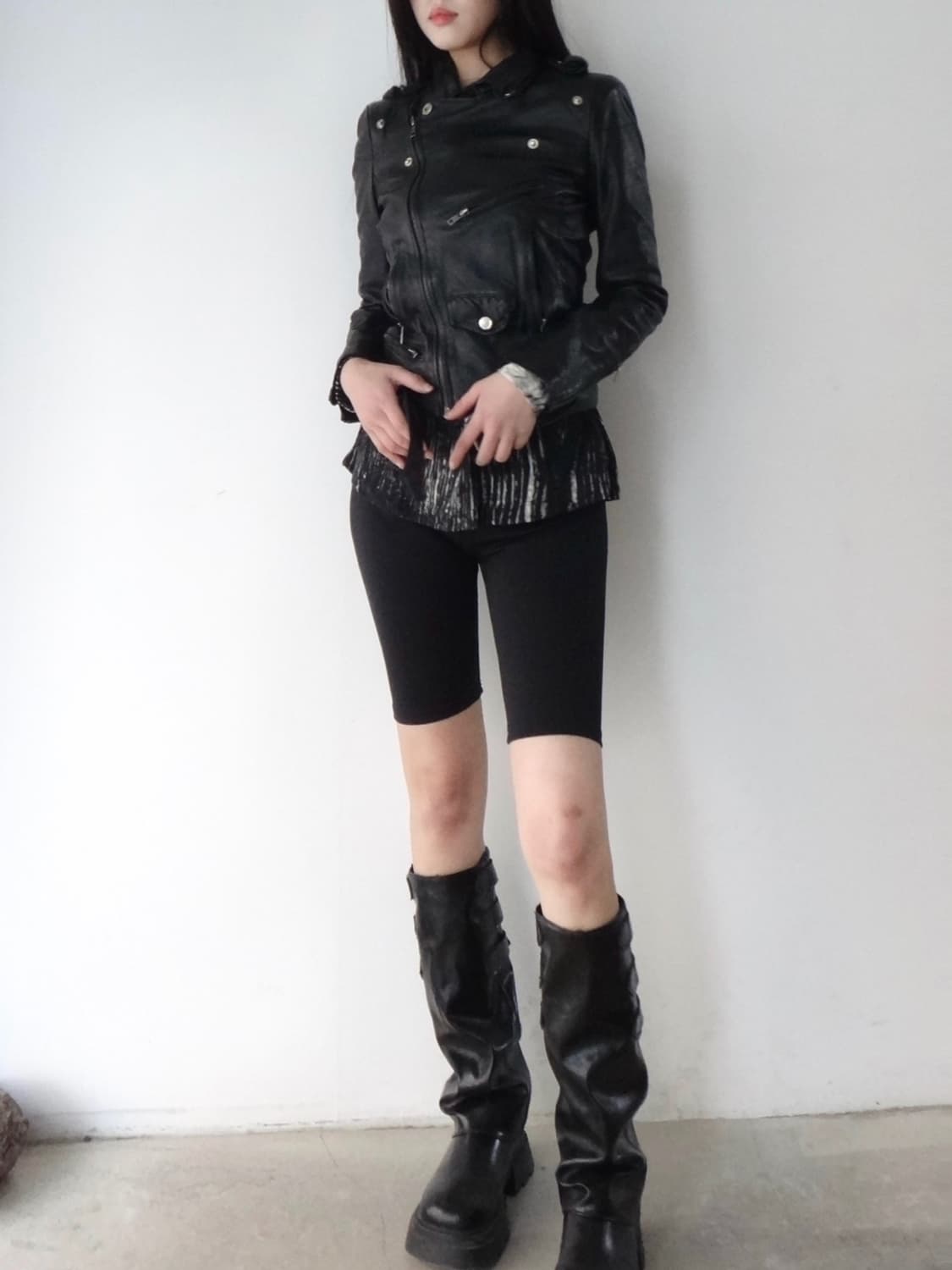 Down buckle leather jacket / black 상품이미지5