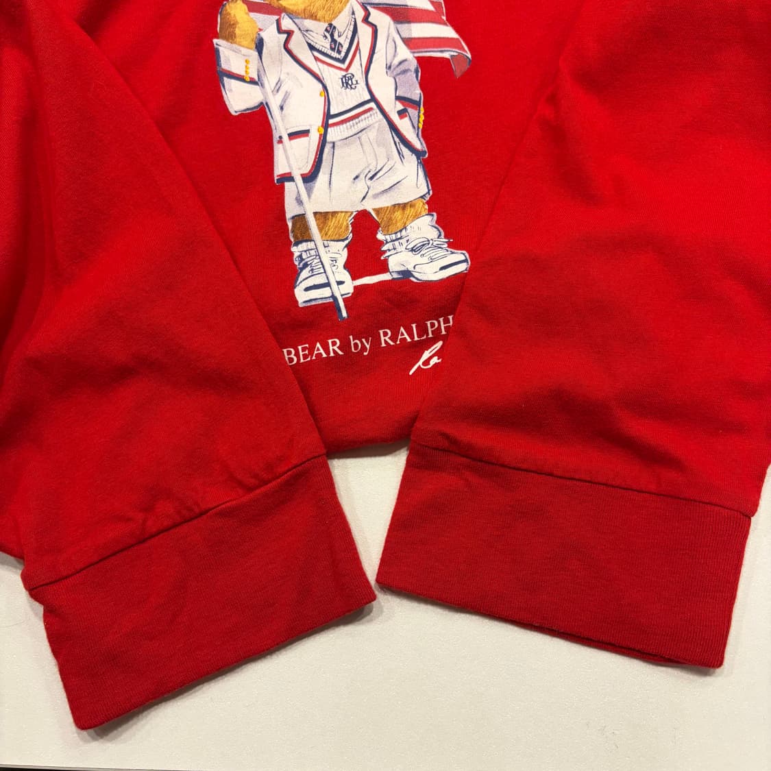 [2XL] 폴로 랄프로렌 성조기 베어 레드 후드 롱슬리브 B772 상품이미지7