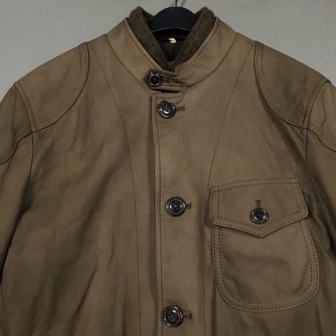 95) 커스텀멜로우 양가죽 램스킨 레더 엘보 패치 퀼팅 가죽 자켓 브라운 상품이미지2