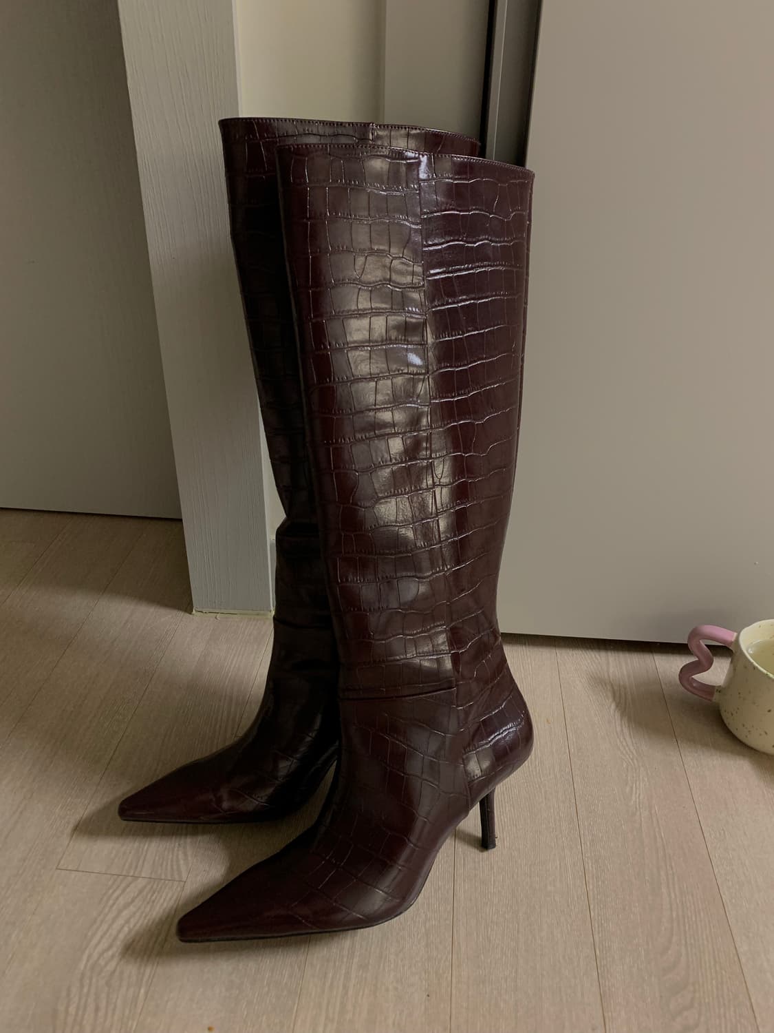 (새상품) 자라 버건디 레더 부츠 38 상품이미지1