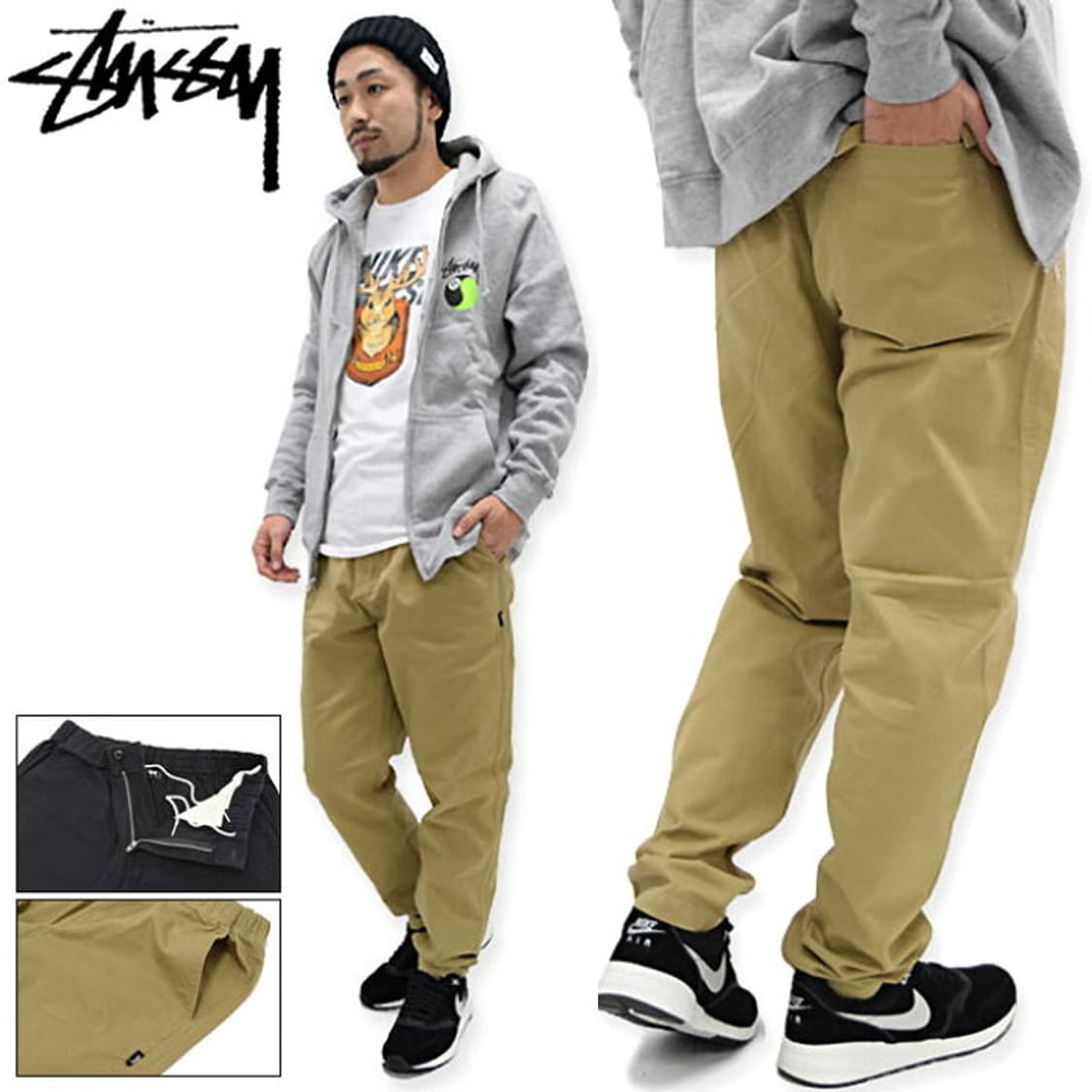 L) 스투시 Pull on beach 코튼 밴딩 팬츠 블랙 상품이미지9