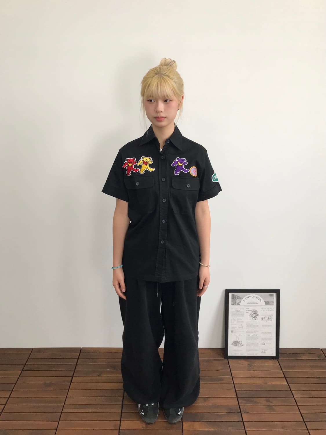 Girls Basic Patch Work Shirt 상품이미지1