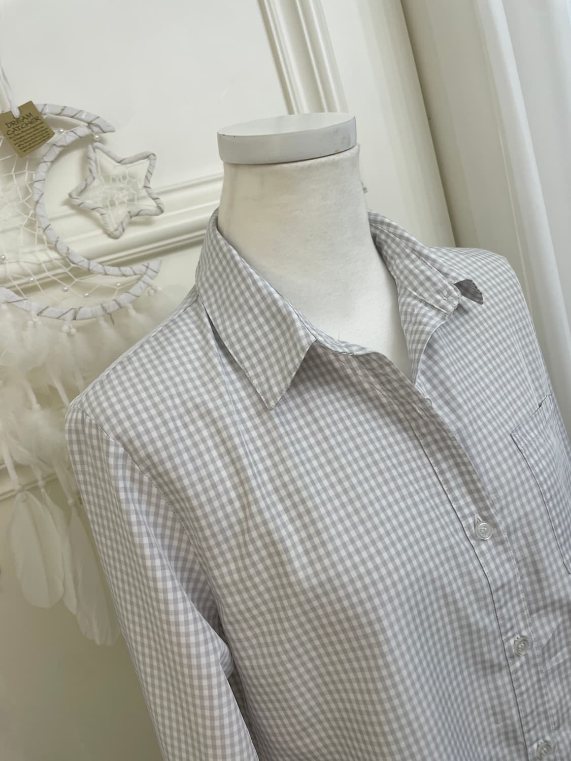 sheer gray gingham check basic shirt 상품이미지8