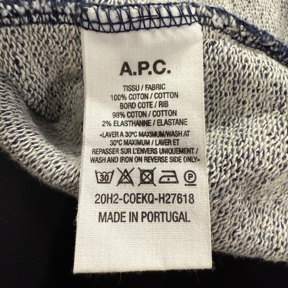 [정품/L] A.P.C 아페쎄 네이비 로고 맨투맨 b8 상품이미지6
