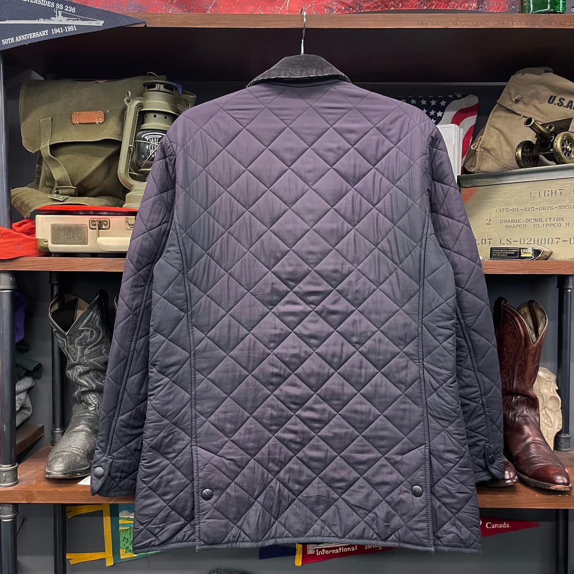 바버 코듀로이 넥 누빔 안감 투웨이 집업 퀼팅 자켓 인터네셔널 상품이미지2