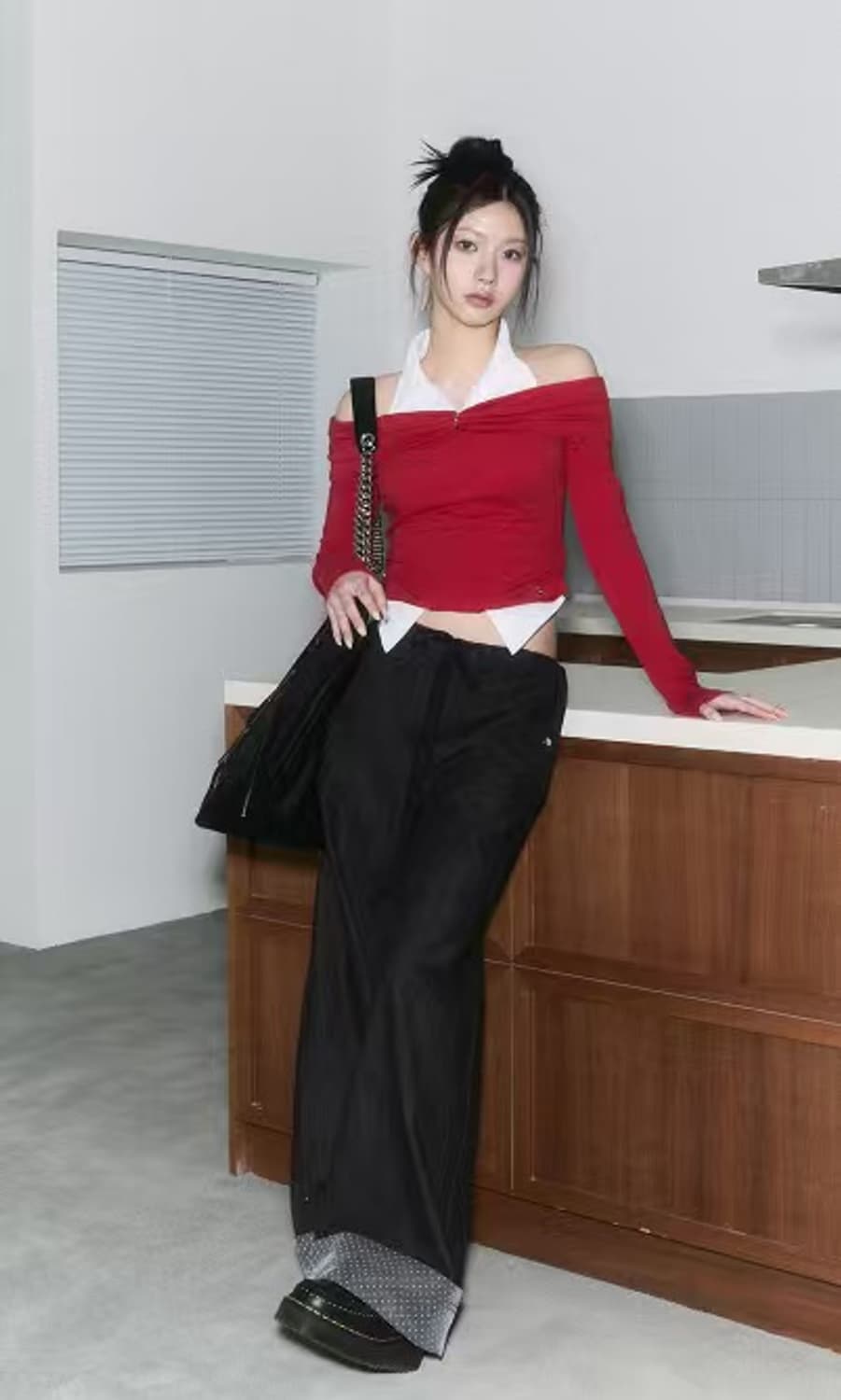 CHERRYQUIRI LACE LAYERED ROLL UP DENIM - 상품이미지9