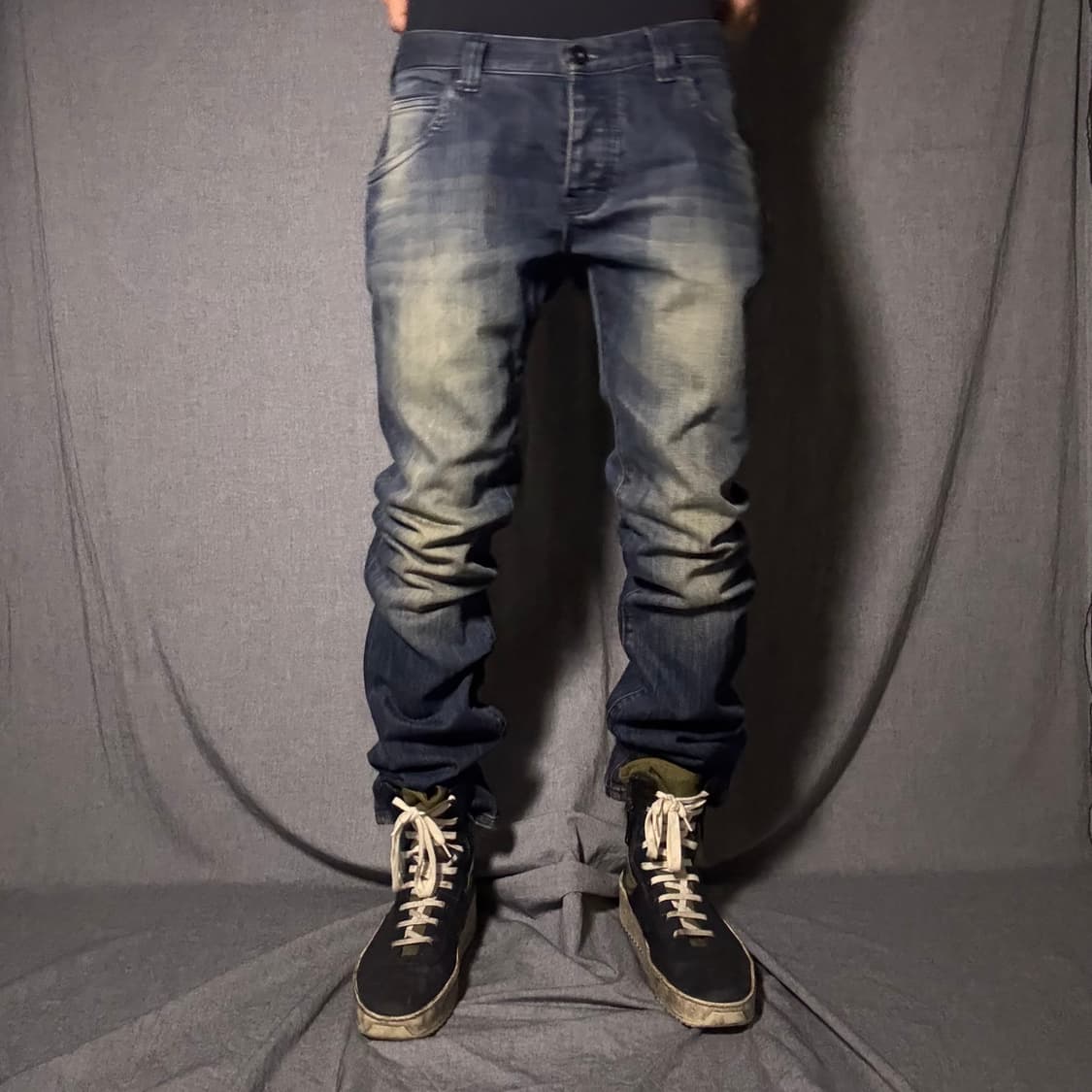 아르마니 슬림핏 워싱 데님 팬츠 상품이미지3