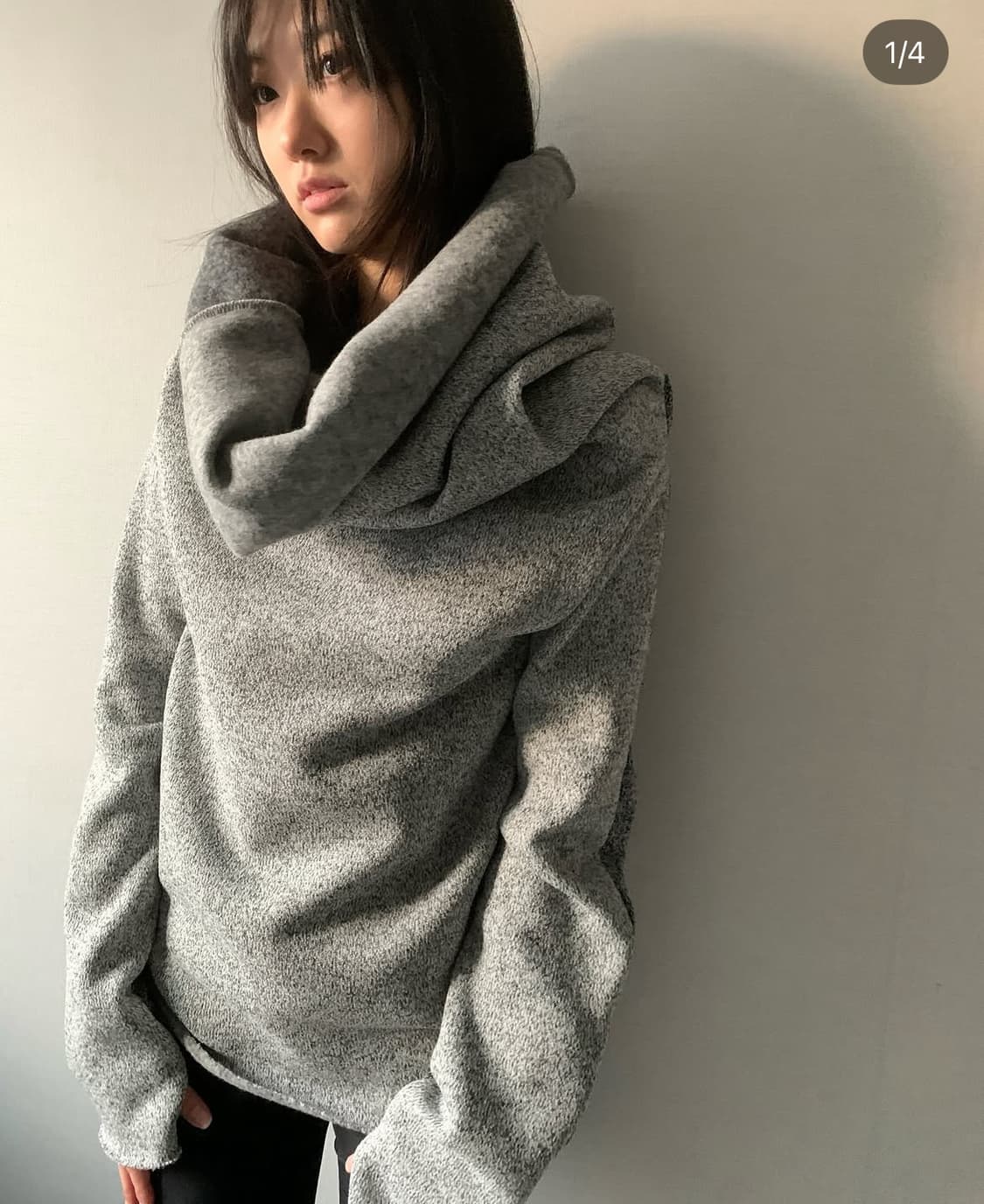 [dongeun] loooong neck knit top 2, gray 상품이미지1