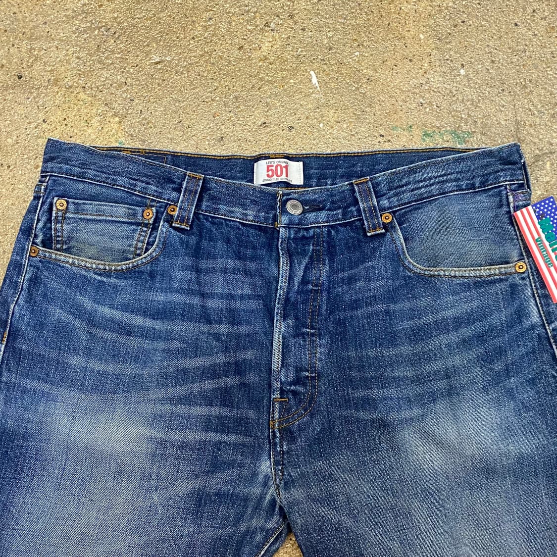 미국 빈티지 리바이스 501 워싱 진청바지 반바지 36size 상품이미지3