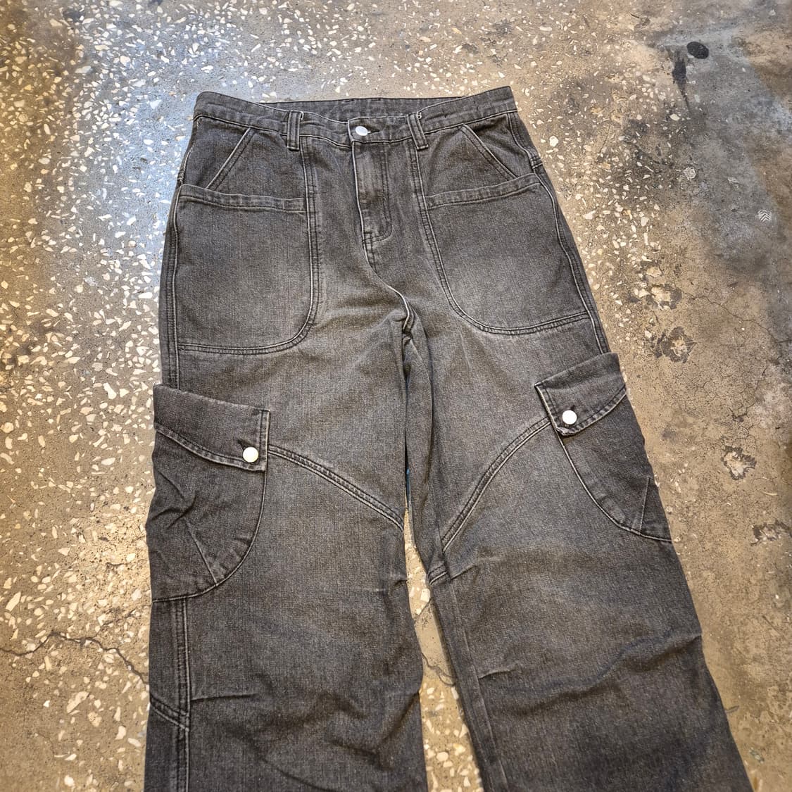 32~33인치 절개패턴 워싱그레이 카고데님팬츠  상품이미지4