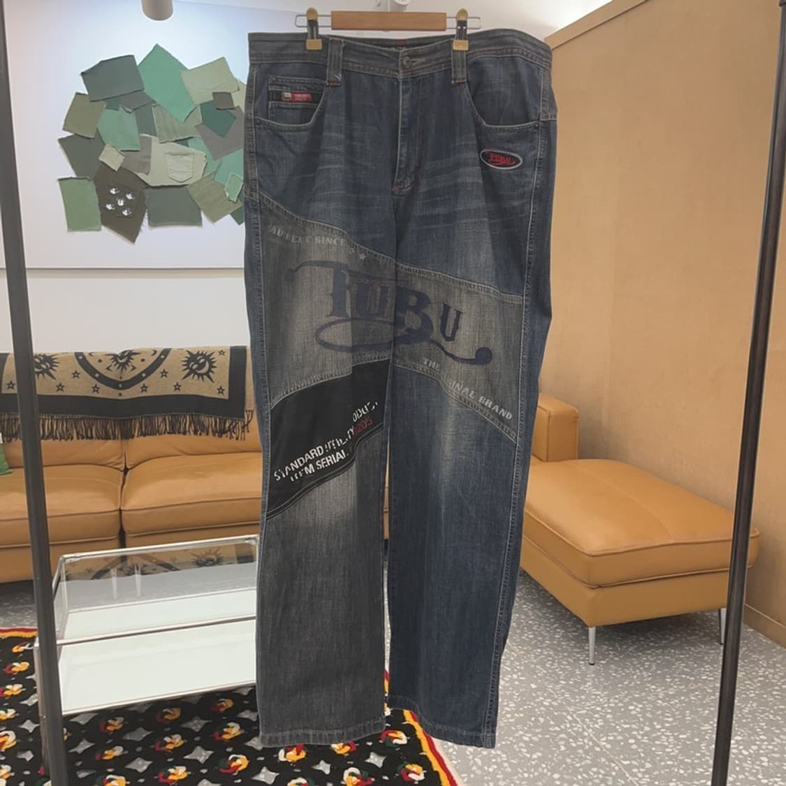  FUBU 올드스쿨 Y2K 빅로고 와이드 데님 팬츠 37인치 C06470 상품이미지3