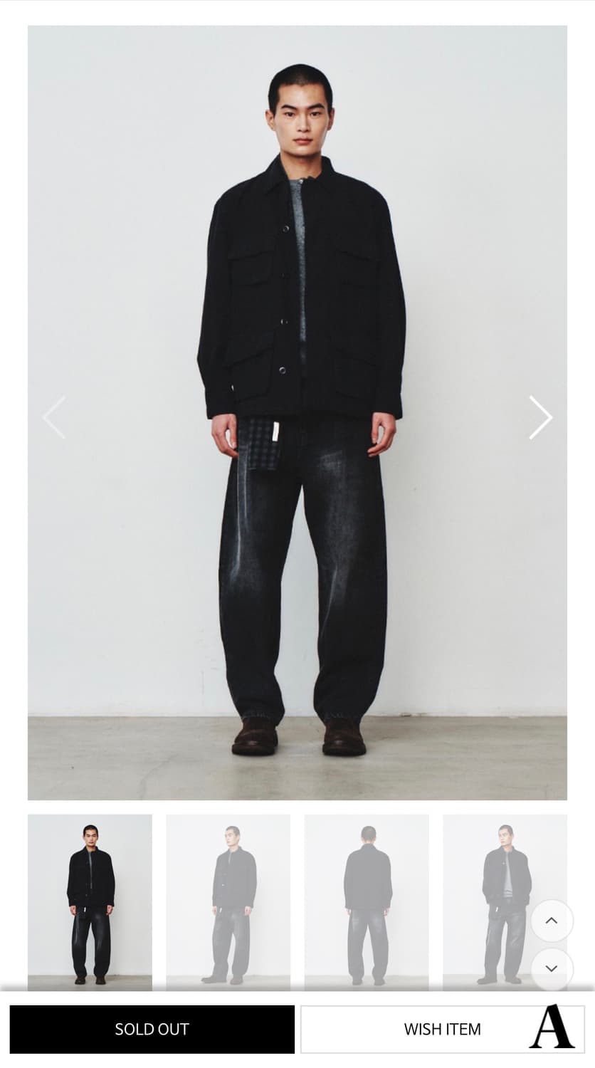 아트이프액츠 커브드 데님 faded black M 상품이미지1