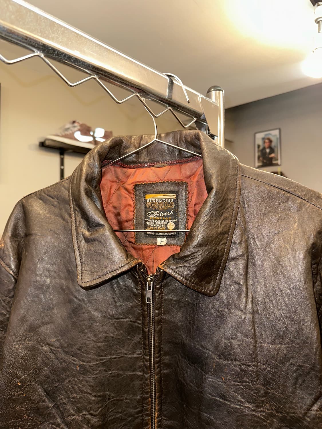 90’s Japanese cow-leather aged jacket 상품이미지4