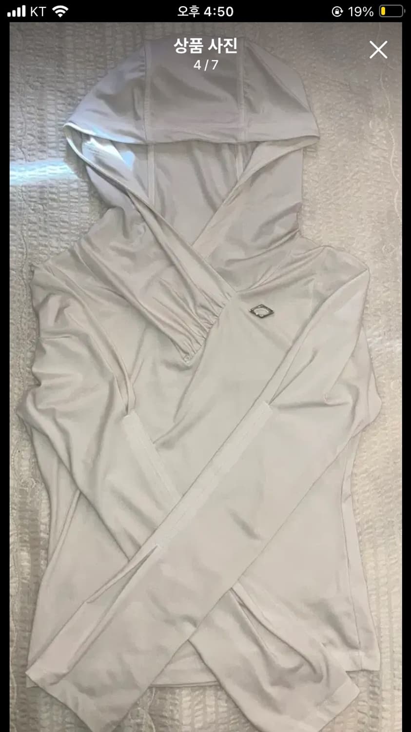 미스치프 후디드 시어링 오버랩 탑 화이트 상품이미지4