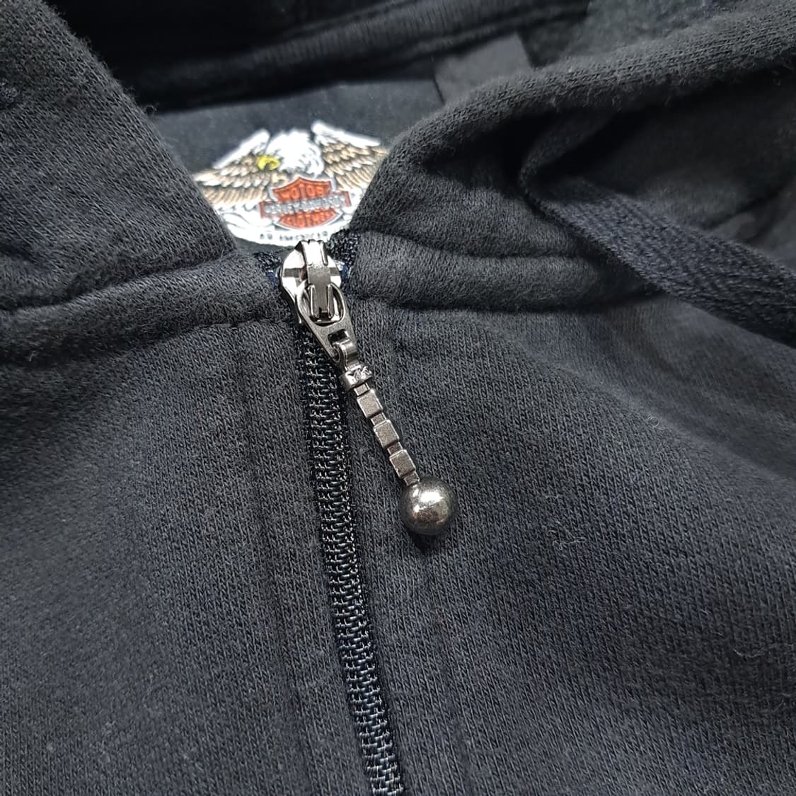 CL343 L 할리데이비슨 코튼 레이싱 자수 블랙 후드집업 상품이미지4