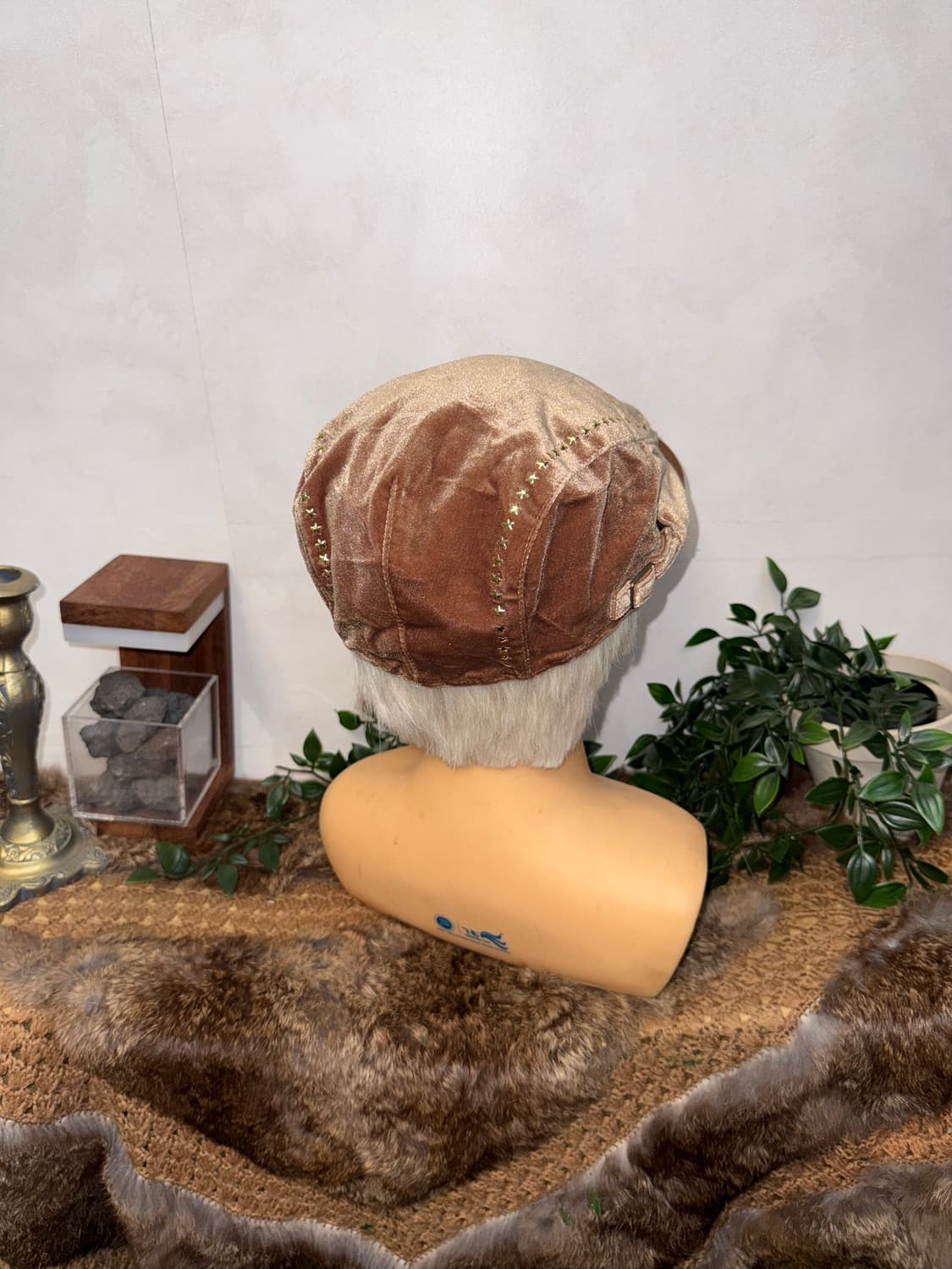 Brown velvet star stud hunting cap 상품이미지3