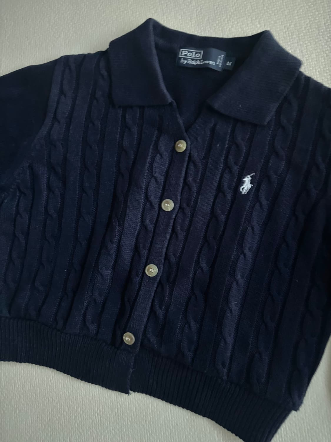폴로 네이비 커스텀 크롭 가디건 상품이미지2