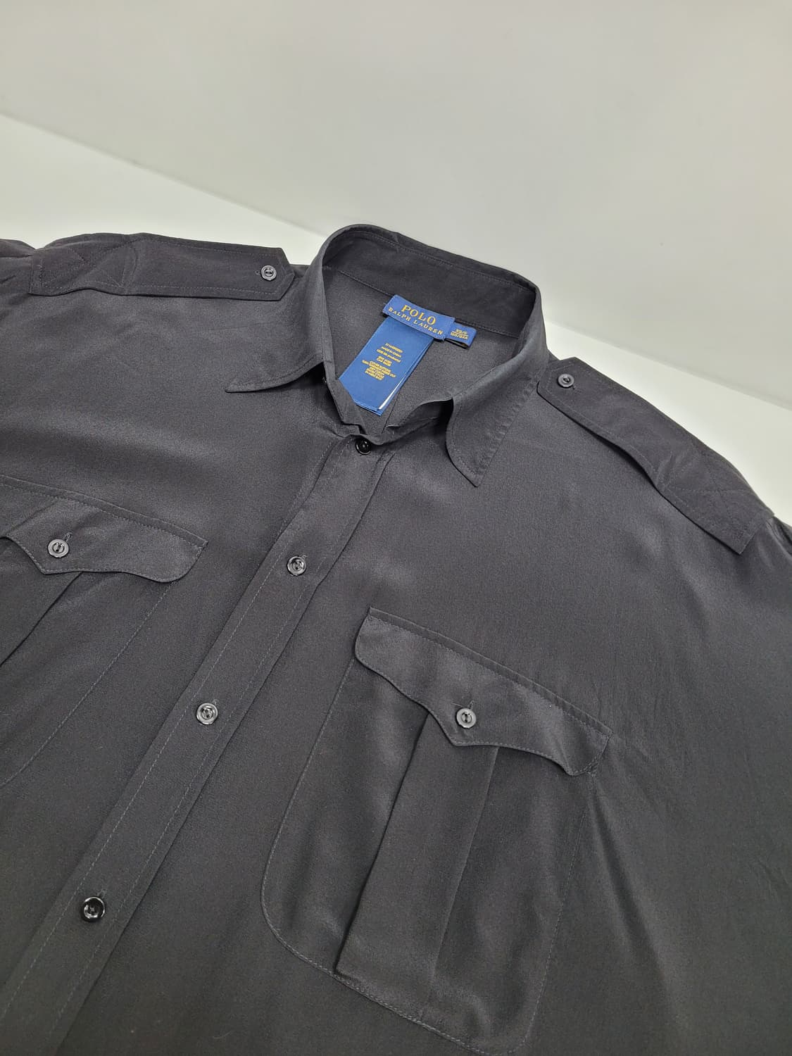 POLO 폴로랄프로렌 오버핏 실크 블라우스 셔츠 / 여 XS 블랙 상품이미지4