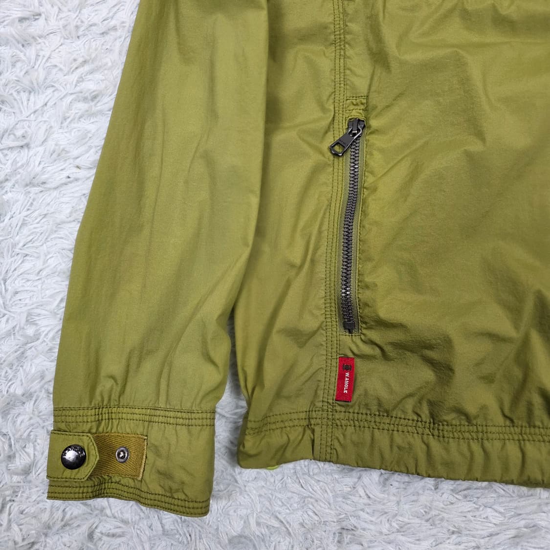 와이드앵글 남성 후드수납식 바람막이 카키 100 상품이미지5