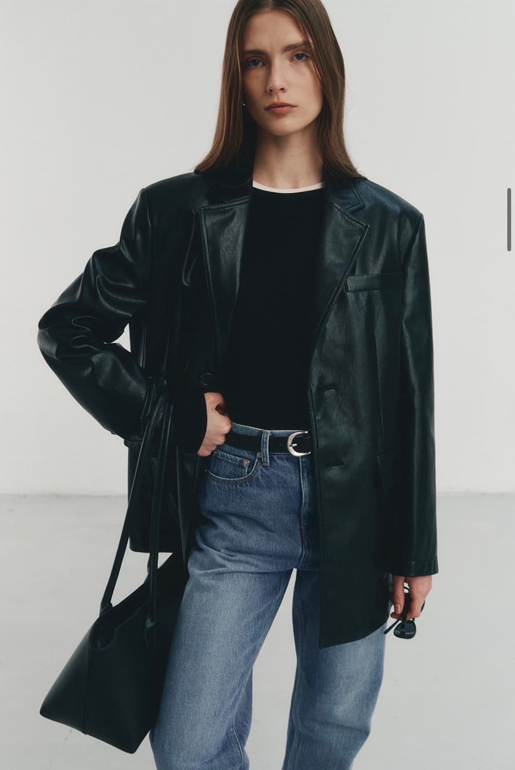 던스트 유니섹스 2버튼 비건레더 블레이저 자켓 블랙 XS 상품이미지1